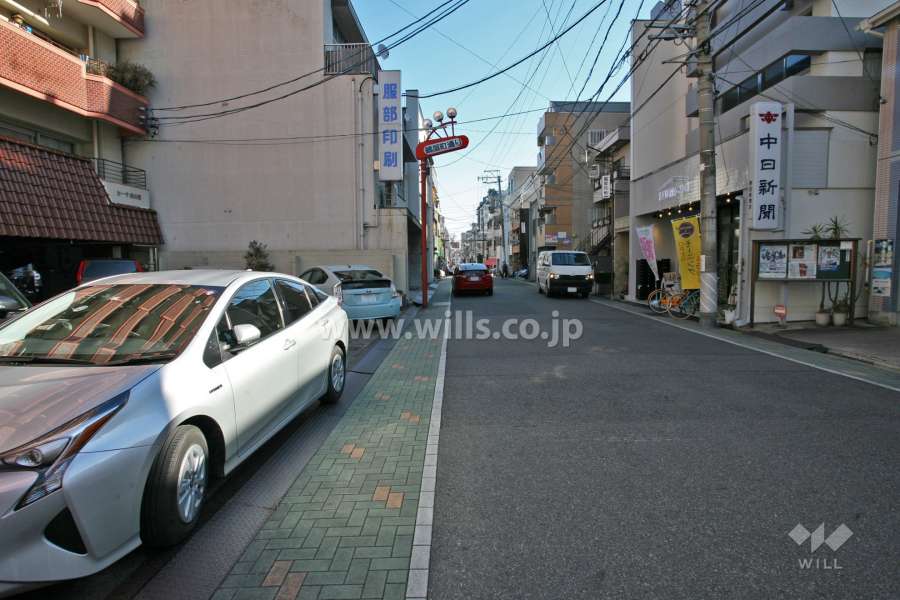 敷地南側の前面道路(西側から)