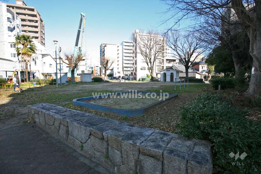 敷地の向かいにある舎人公園