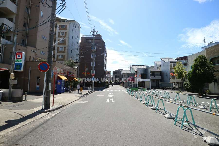 敷地西側の前面道路（北側から）