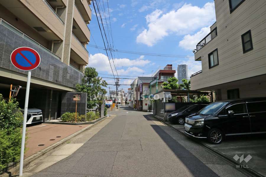 敷地南側の前面道路（西側から）