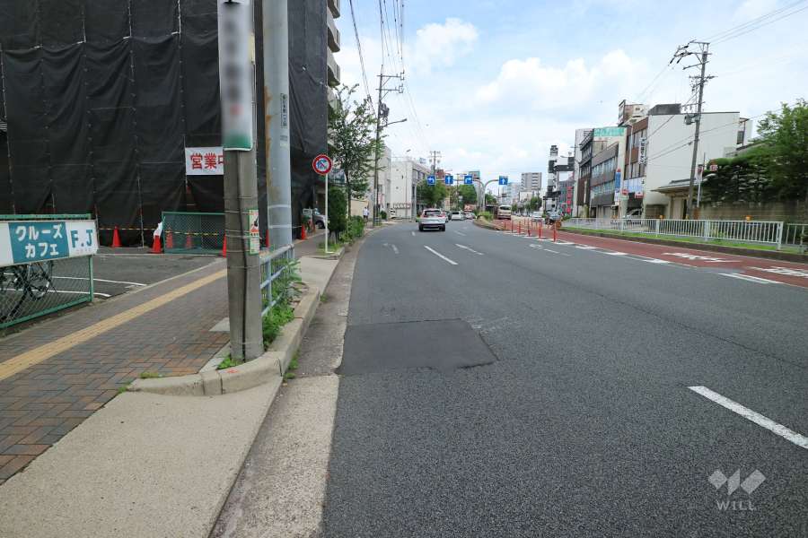 敷地南側の前面道路（西側から）