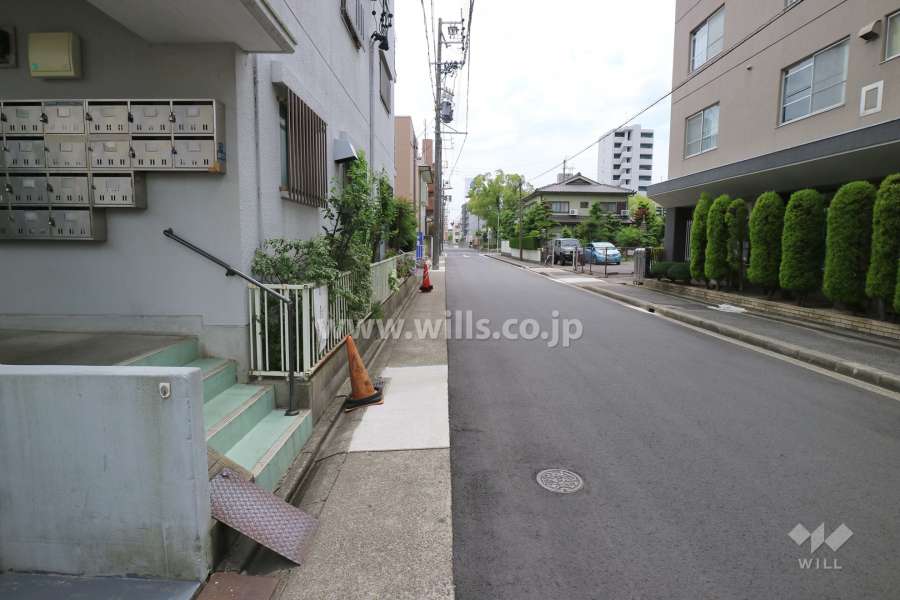 敷地西側の前面道路（北側から）