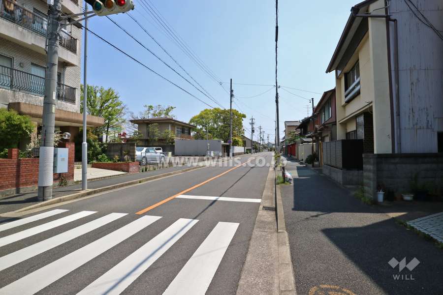 敷地南側の前面道路(西側から)
