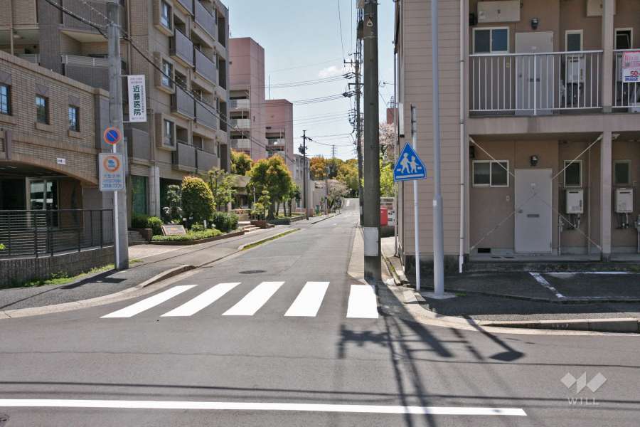 敷地西側の前面道路(北側から)