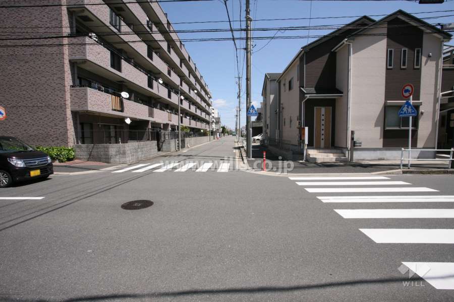 敷地南側の前面道路（西側から）