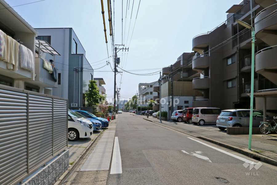 敷地北側の前面道路（西側から）