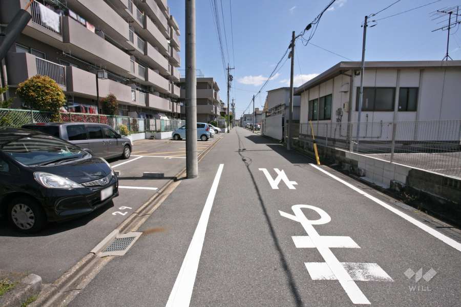 敷地南側の前面道路(西側から)