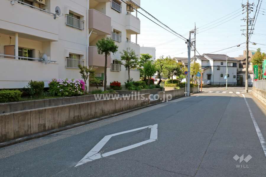敷地北西側の前面道路（北東側から）