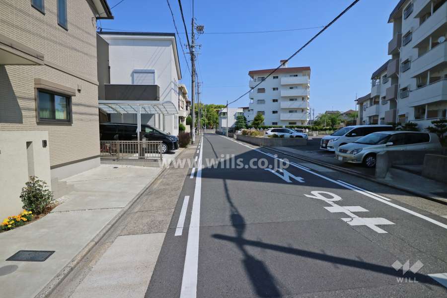 敷地西側の前面道路（南側から）
