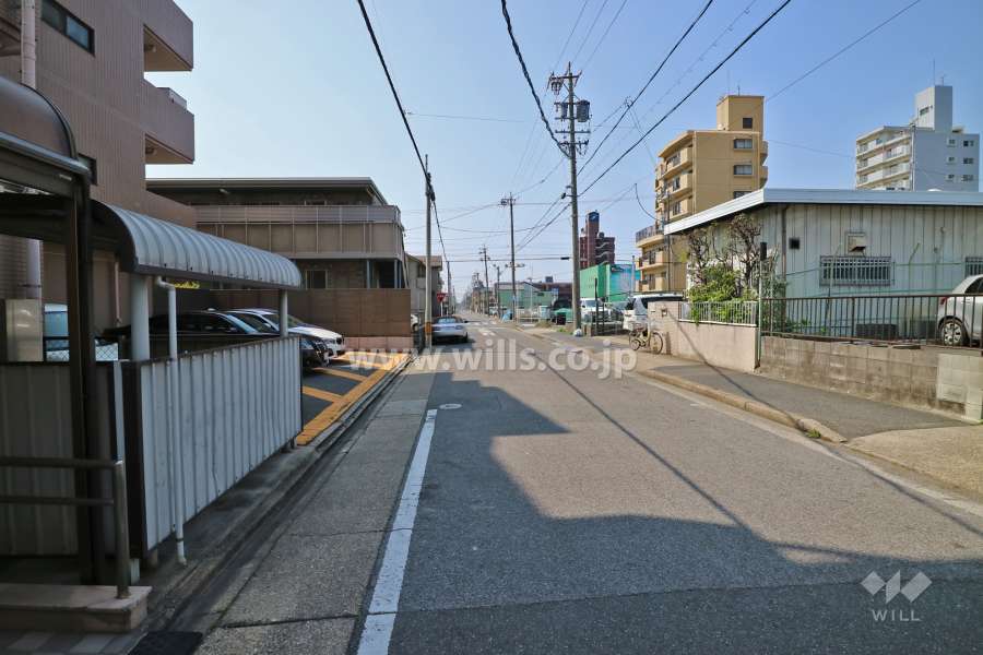 敷地西側の前面道路(北側から)