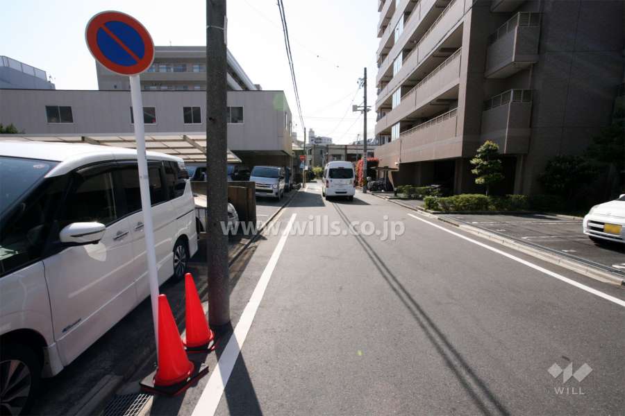 敷地北東側の前面道路（南東側から）
