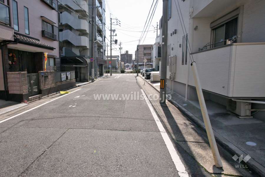 敷地南側の前面道路（西側から）