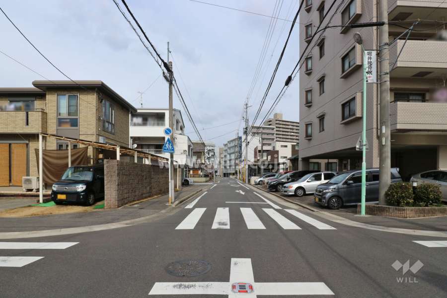 敷地西側の前面道路