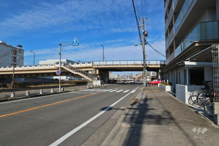 敷地西側の前面道路（南側から）