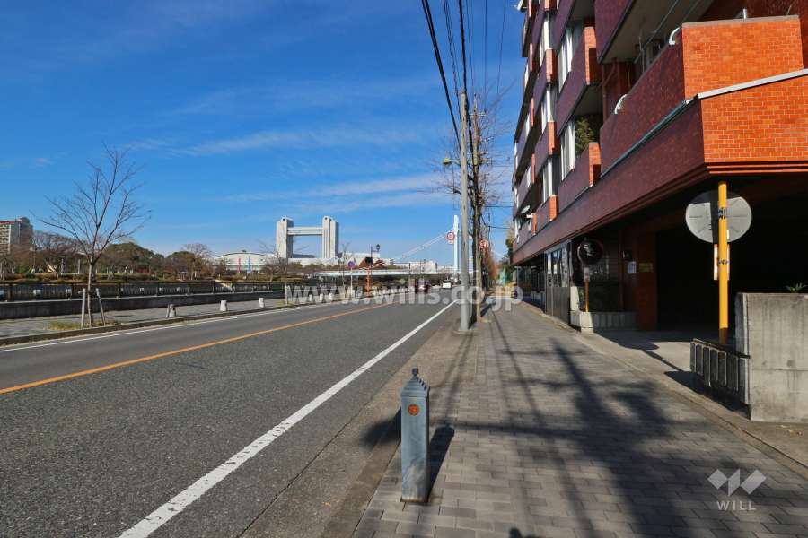 敷地南西側の前面道路（南東側から）