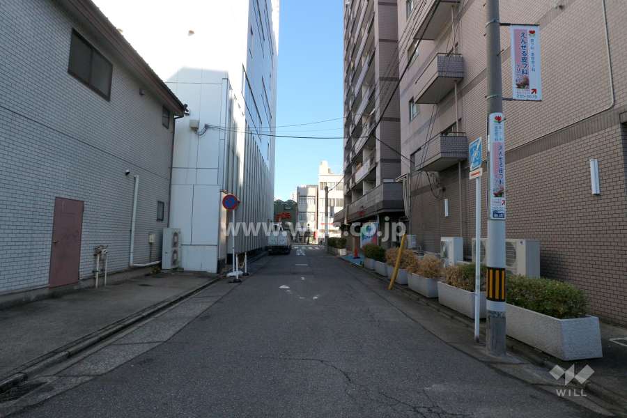 敷地西側の前面道路（南側から）