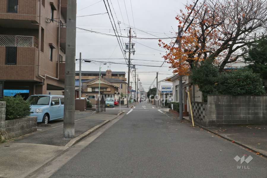 敷地西側の前面道路（南側から）