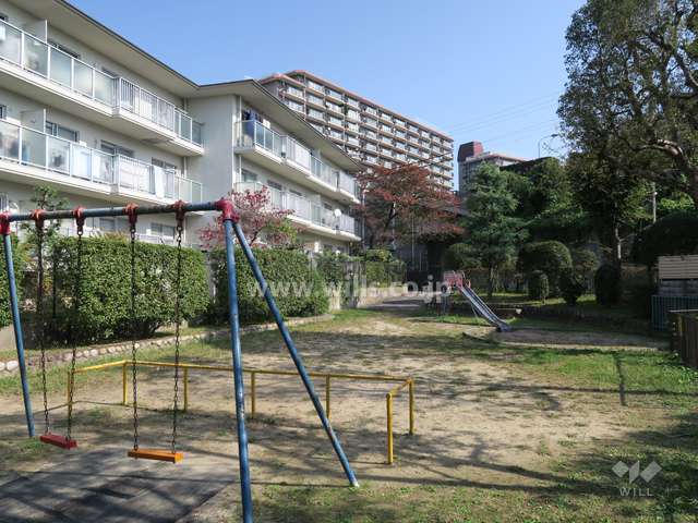 公園には遊具が設置されています。