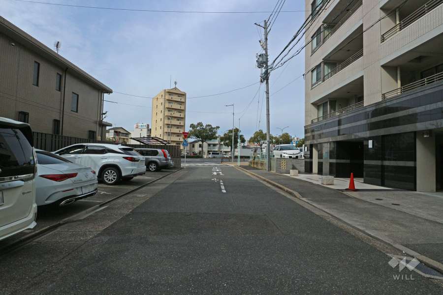 敷地南西側の前面道路（南東側から）