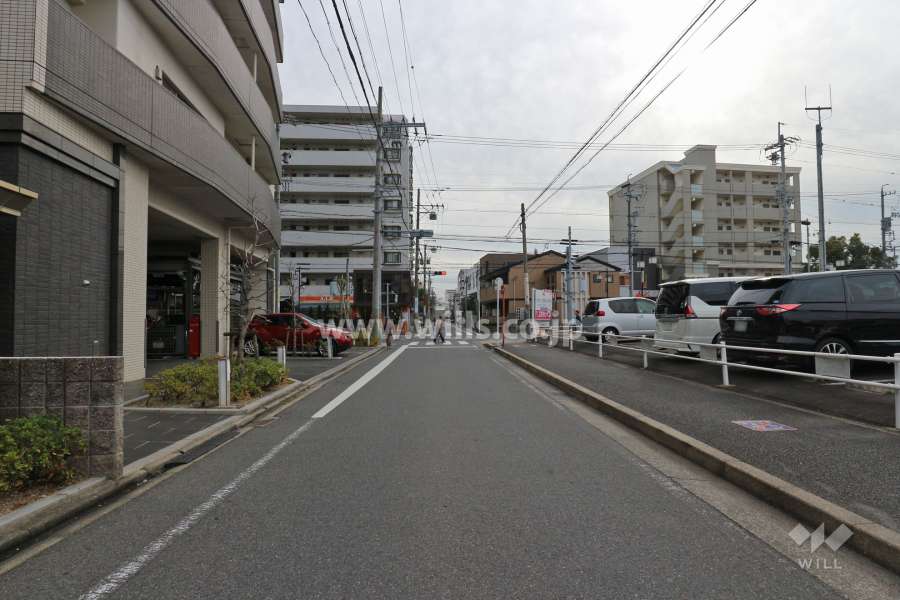 敷地南側の前面道路（西側から）