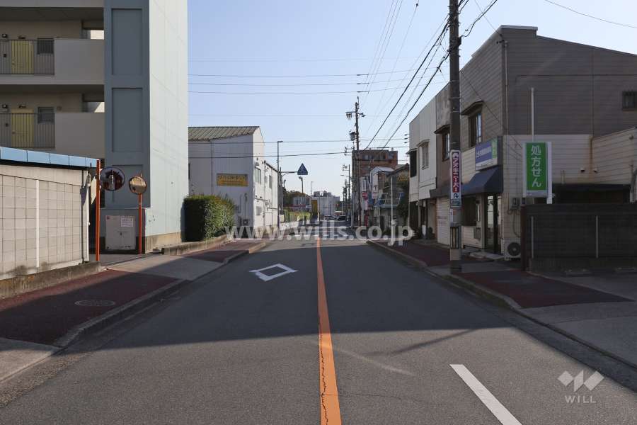 敷地西側の前面道路（北側から）