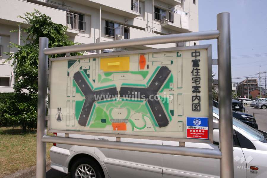 中富住宅の敷地配置図（案内板）