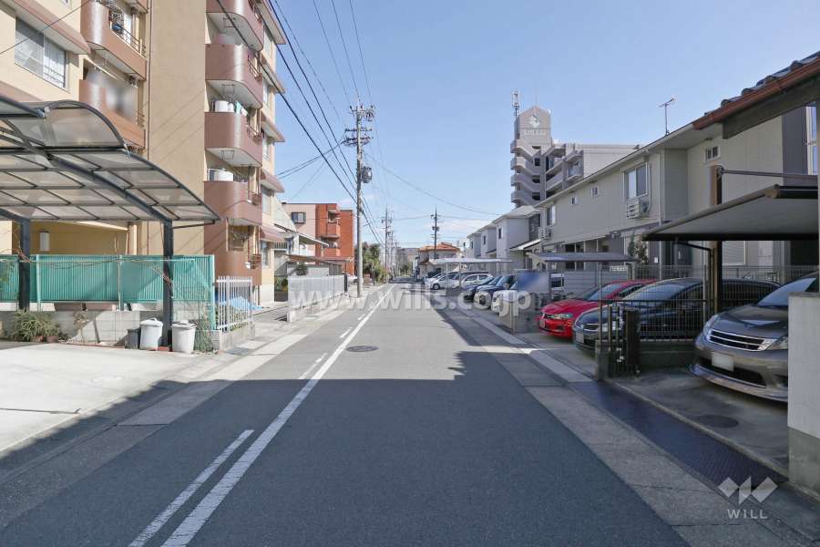 敷地南側の前面道路（西側から）