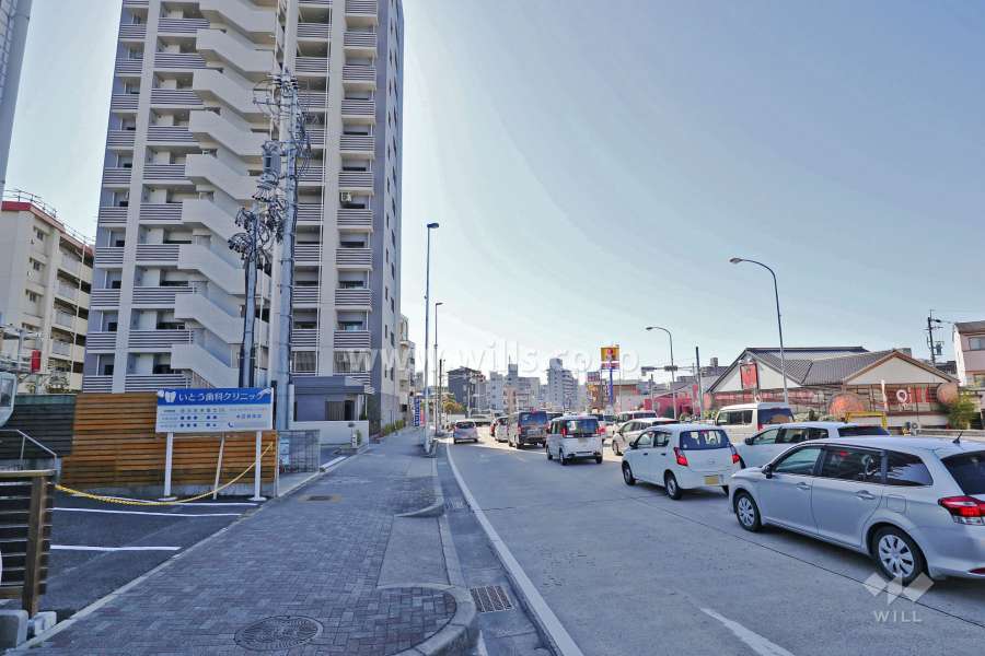 敷地の西側の前面道路（北側から）