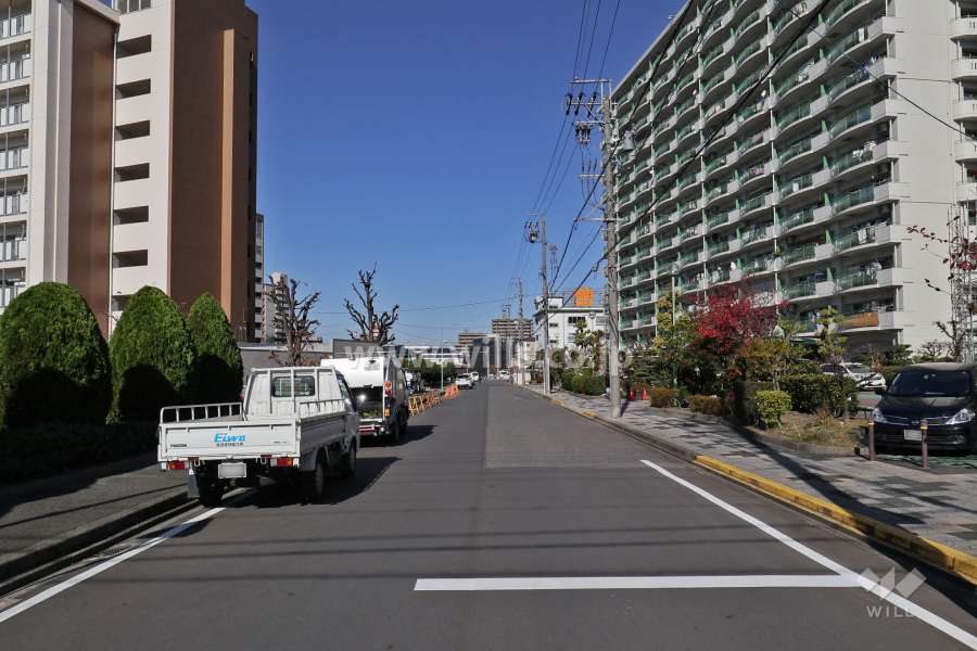敷地南西側の前面道路（南東側から）