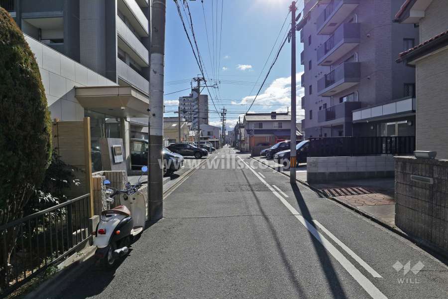 敷地西側の前面道路