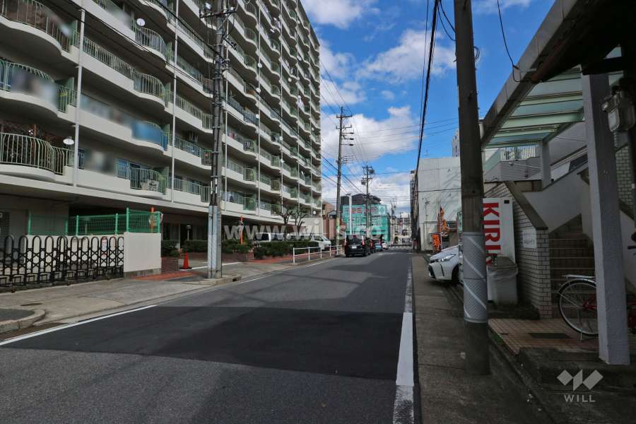 敷地南側の前面道路（西側から）