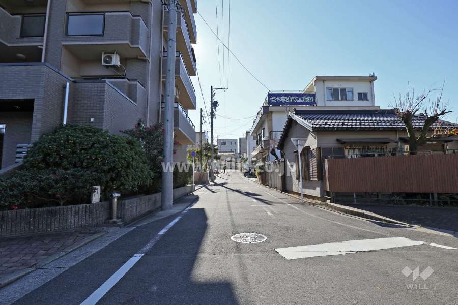敷地西側の前面道路