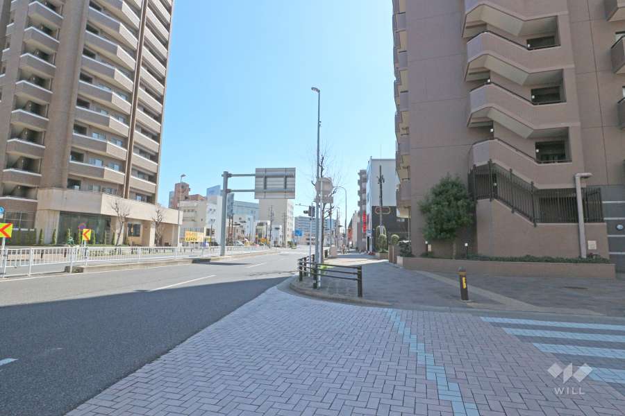 敷地北東側の前面道路（北西側から）