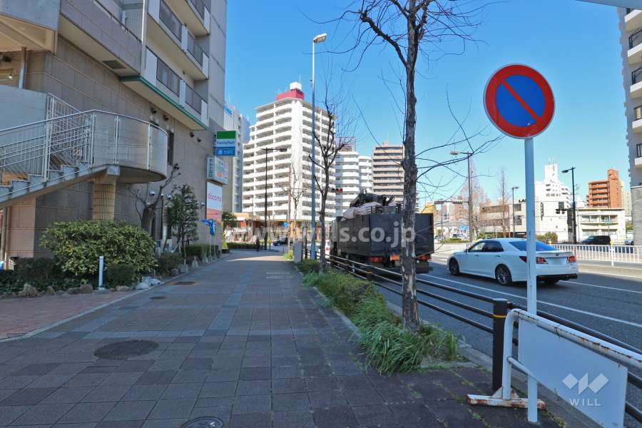 敷地北東側の前面道路（南東側から）