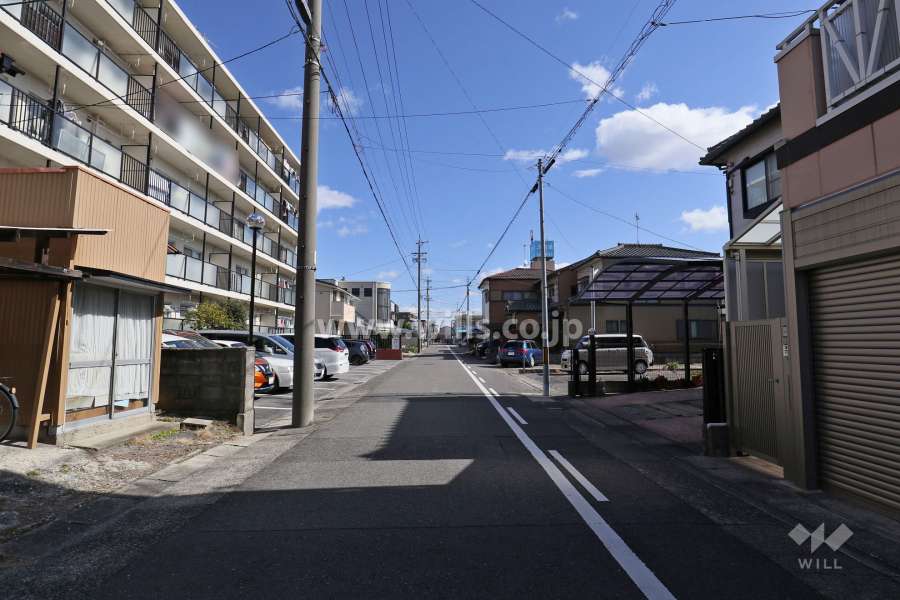 敷地北側の前面道路（西側から）