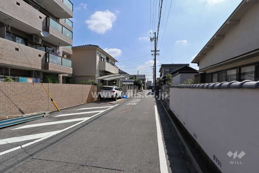 敷地南側の前面道路(西側から)