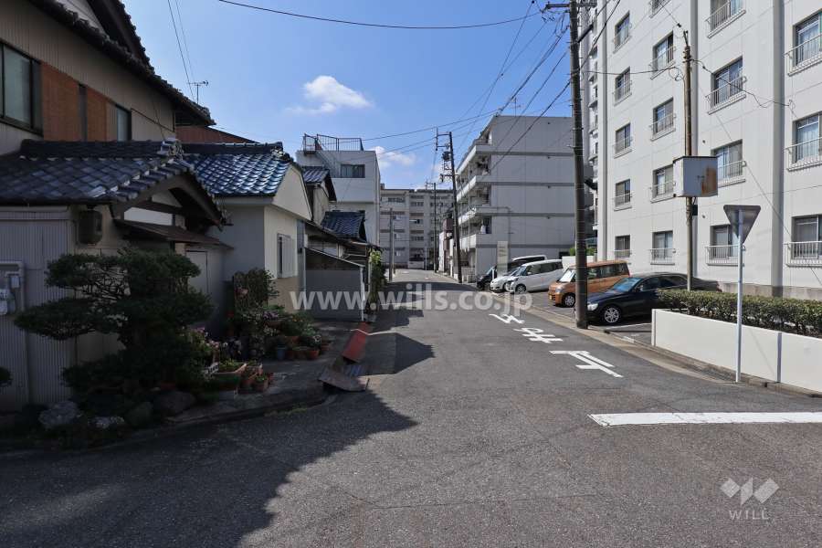 敷地東側の前面道路(北側から)