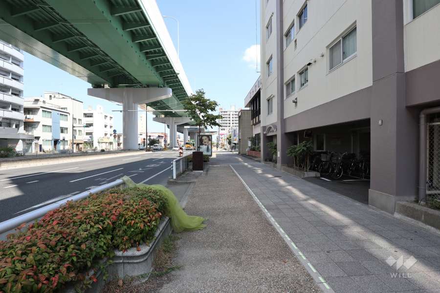 敷地西側の前面道路