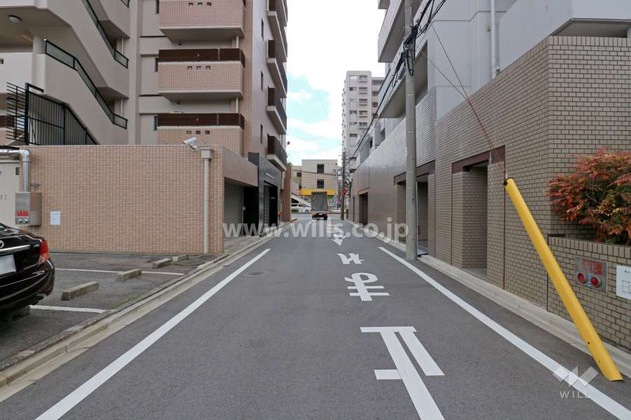 敷地南東側の前面道路（北東側から）