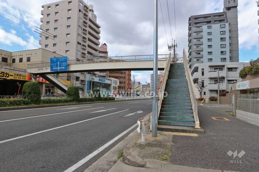 敷地南西側の前面道路（南東側から）