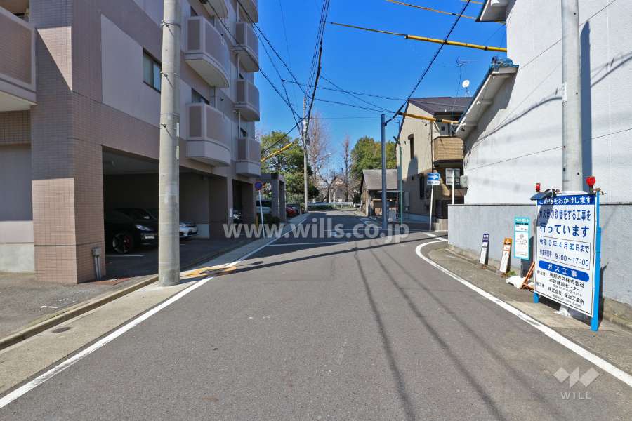 敷地東側の前面道路（南側から）