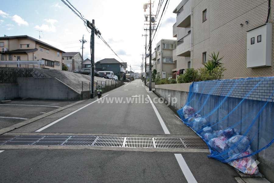 敷地東側の前面道路(北側から)