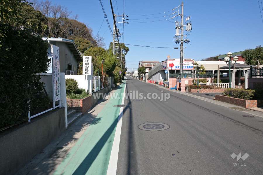 敷地西側の前面道路(南側から)
