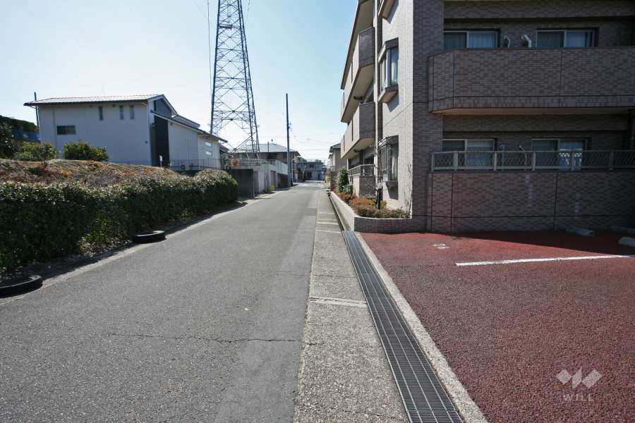 敷地東側の前面道路（北側から）