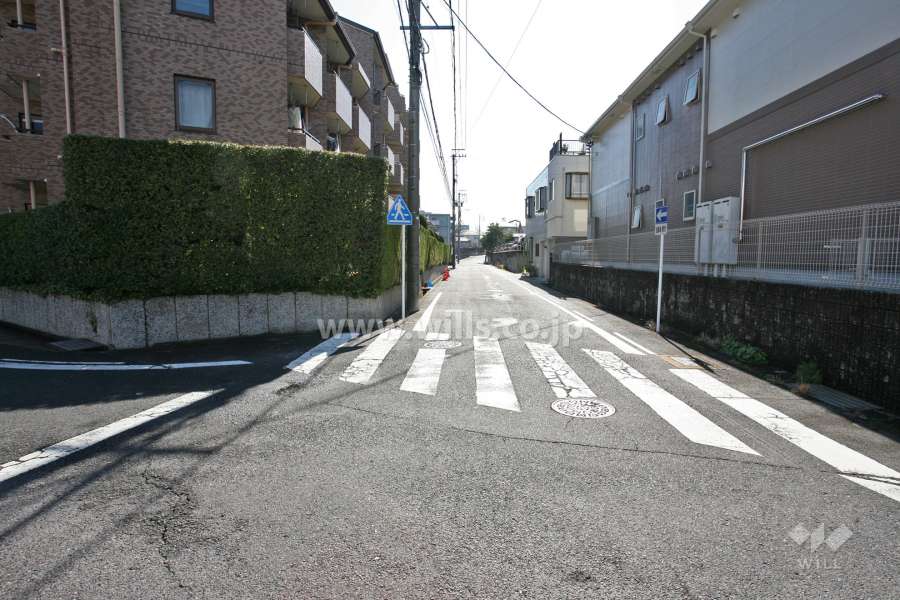 敷地南西側の前面道路(北西側から)