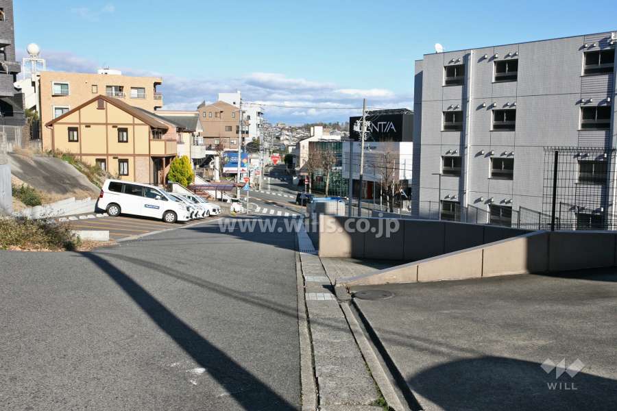 敷地北側の前面道路(南西側から)