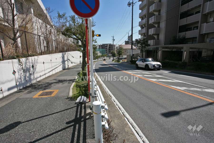 敷地北東側の前面道路(北西側から)