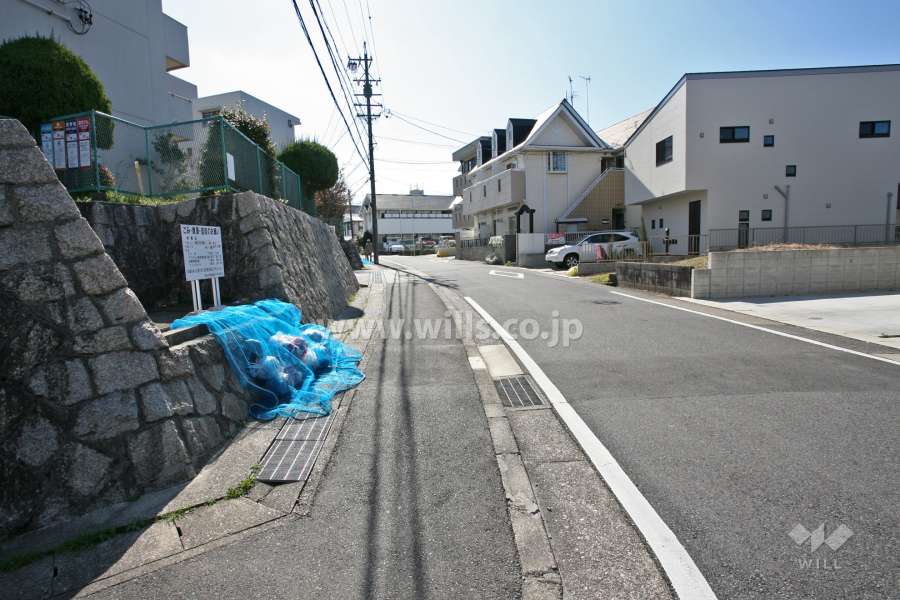 敷地西側の前面道路(北側から)