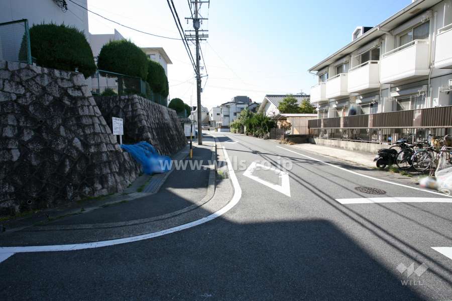 敷地西側の前面道路（北側から）