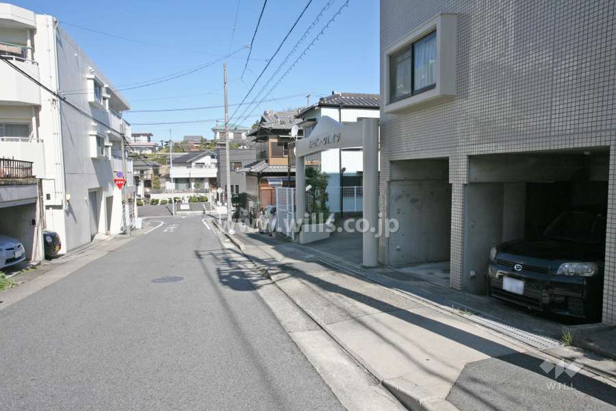 敷地西側の前面道路(北側から)